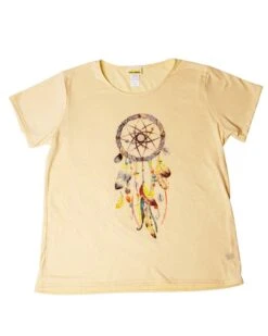 Camiseta Moda Vaquera Para Mujer Atrapasueños Con Plumas De Colores