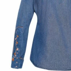 Camisa Vaquera Mujer Denim Ranger's Con Flores Bordadas Y Brillantes 9 Camisa Vaquera Mujer Denim Ranger's Con Flores Bordadas Y Brillantes -Oeste Vaqueros Tienda 035DA01 mezclilla 6