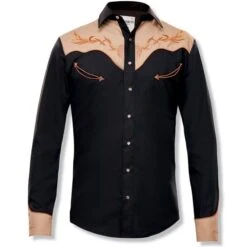 Camisa Western Mexicana Negra Y Beige Rafael Amaya Western Style By Ranger's