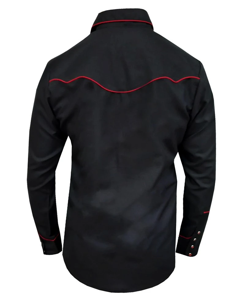 Camisa Western Negra Ranger's Con Ribetes Y Botones Rojos 2 Camisa Western Negra Ranger's Con Ribetes Y Botones Rojos - Imagen 2
