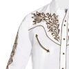 Camisa Cowboy Blanca Para Hombre Con Bordado Mexicano En Pecho Y Mangas