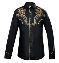Camisa Vaquera Negra Ranger's Para Hombre Con Cenefas Charras Bordadas 3 Camisa Vaquera Negra Ranger's Para Hombre Con Cenefas Charras Bordadas -Oeste Vaqueros Tienda 144CA01 NEGRO