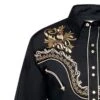 Camisa Vaquera Negra Ranger's Para Hombre Con Cenefas Charras Bordadas