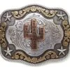 Hebilla Cowboy Nocona Cactus En Relieve Y Grabados Western Bicolor