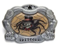 Hebilla Rockabilly Dibujo Araña-calavera Fumadora Con Sombrero De Copa Alta