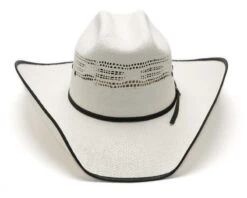 Sombrero Cowboy Blanco Unisex Copa Calada Con Banda Negra