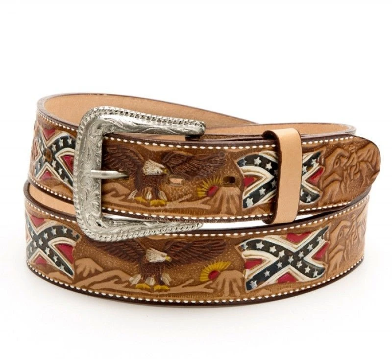 Cinturón De Cuero Stars & Stripes Bandera Confederada 1 Cinturón De Cuero Stars & Stripes Bandera Confederada