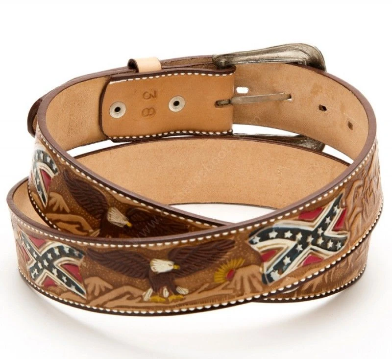 Cinturón De Cuero Stars & Stripes Bandera Confederada 2 Cinturón De Cuero Stars & Stripes Bandera Confederada - Imagen 2