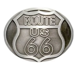 Hebilla Cinturón Logo Route 66 Metalizado