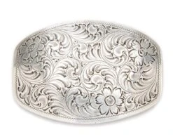 Hebilla Clásica Western Plateada Con Grabados Para Hombre Y Mujer