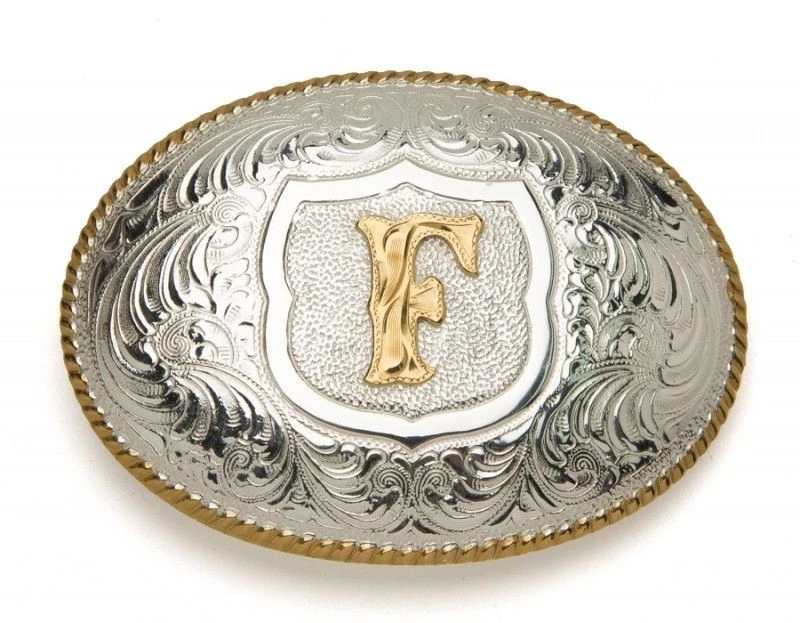Hebilla Crumrine Silversmiths Chapada Plata Inicial F 1 Hebilla Crumrine Silversmiths Chapada Plata Inicial F