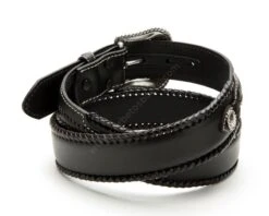 Cinturón Vaquero Negro Nocona Con Trenzado De Cuero Exterior