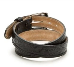 Cinturón Vaquero Nocona Unisex Cuero Negro Repujado Floral
