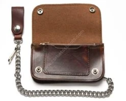 Cartera Motorista Mediana Con Cadena Piel Envejecida Marrón Con águila Grabada -Oeste Vaqueros Tienda 53 LW412 INTERIOR 1