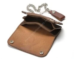 Cartera Motorista Mediana Con Cadena Piel Envejecida Marrón Con águila Grabada -Oeste Vaqueros Tienda 53 LW412 INTERIOR 2 1