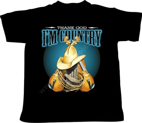 Camiseta Negra THANK GOD I´M COUNTRY Para Hombre