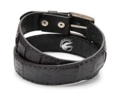 Cinturón Vaquero Para Hombre Combinación Cocodrilo Negro Y Piel Negra
