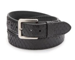 Cinturón Unisex Artesanal Piel De Pitón Negro