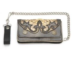 Cartera Motorista Con Cadena Sendra Cuero Envejecido Y Piel De Pitón