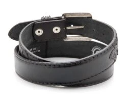 Cinto Cowboy Negro Unisex Piel De Cabra Y Serpiente Negra