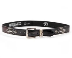 Cinturón Texano Original Belts Combinación Piel Burdeos Y Negra Con Piel De Serpiente -Oeste Vaqueros Tienda 7162 Florentic Burdeos Cabra Brillo Piton BW