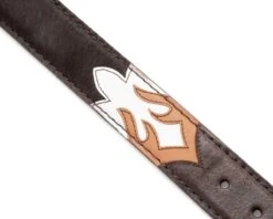 Cinturón Western Pelo De Vaca Marrón Con Detalles Color Blanco Y Crema -Oeste Vaqueros Tienda 7165 Pelo Marron Blanco Cuero3