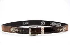 Cinturón Moda Vaquera Combinación Piel Marrón Envejecida Y Engrasada Con Piel De Pitón -Oeste Vaqueros Tienda 7178 Marron Crispa Cepillo Piton BW Sp Cuero