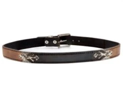 Cinturón Moda Vaquera Combinación Piel Marrón Envejecida Y Engrasada Con Piel De Pitón -Oeste Vaqueros Tienda 7178 Marron Crispa Cepillo Piton BW Sp Cuero2