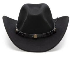 Sombrero Western Clásico Fieltro Negro Repelente Al Agua -Oeste Vaqueros Tienda 7211001 nuevo frente