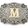 Hebilla Vaquera Para Cinto Con Filigranas Grabadas Letra M