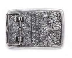 Montana Silversmiths Hebilla Rectangular Bañada En Plata águila En Vuelo Y Grabado En Espiral
