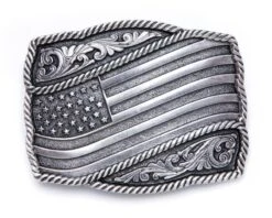 Hebilla Plateada Montana Silversmiths Hombre Bandera Estados Unidos