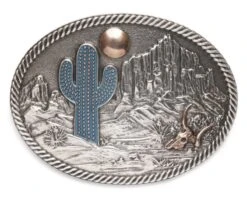 Montana Silversmiths Hebilla Western Escenario Desierto Americano Con Cactus Azul