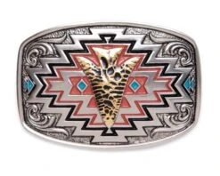Montana Silversmiths Hebilla Rectangular Estilo Western Con Punta De Flecha Y Mosaico Esmaltado