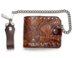 Billetera Grabada Cowboy águila Volando Con Cadena Y Botón Cierre A Presión -Oeste Vaqueros Tienda AB317 41