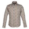 Camisa Cowboy Beige Estampada Con Mosaicos Aztecas Para Hombre