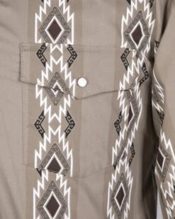 Camisa Cowboy Beige Estampada Con Mosaicos Aztecas Para Hombre 7 Camisa Cowboy Beige Estampada Con Mosaicos Aztecas Para Hombre -Oeste Vaqueros Tienda Arizona Nuez 3