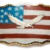 Hebilla Bandera Estados Unidos De Arena Pintada Con águila Plateada