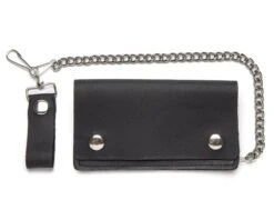 Cartera Con Cadena Básica Cuero Liso Negro Hecha En Estados Unidos -Oeste Vaqueros Tienda BW402 23