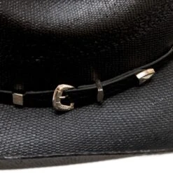 Sombrero Rodeo Negro Paja Negra Endurecida Copa Baja Cattleman Perforada