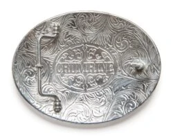 Hebilla Vaquera Chapada En Plata Y Bronce Crumrine Con Caballo Trotando