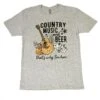 Camiseta Música Country Para Hombre Y Mujer Color Gris Claro