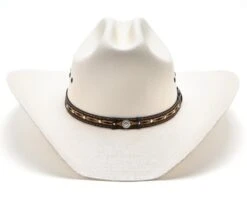 Sombrero Cowboy Paja Rígida Color Crudo Y Cinta Con Conchos