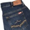 Pantalones Vaqueros Bootcut Color Denim Azul Clasico Costura Amarilla