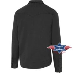 Camisa Cowboy Tejido Negro Lavado Para Hombre Stars & Stripes -Oeste Vaqueros Tienda Daniel Black 2 web