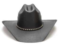 Sombrero Rodeo De Lienzo Negro Endurecido Con Cinta Elástica -Oeste Vaqueros Tienda Folsom frontal