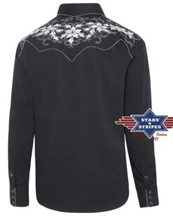 Camisa Western Americana Para Hombre Con Flores Blancas Bordadas -Oeste Vaqueros Tienda GARTH 2