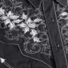 Camisa Western Americana Para Hombre Con Flores Blancas Bordadas