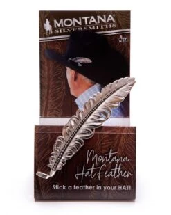 Montana Silversmiths Pluma Decorativa Con Baño De Plata Para Adornar Sombrero Cowboy -Oeste Vaqueros Tienda HF4059BK 2