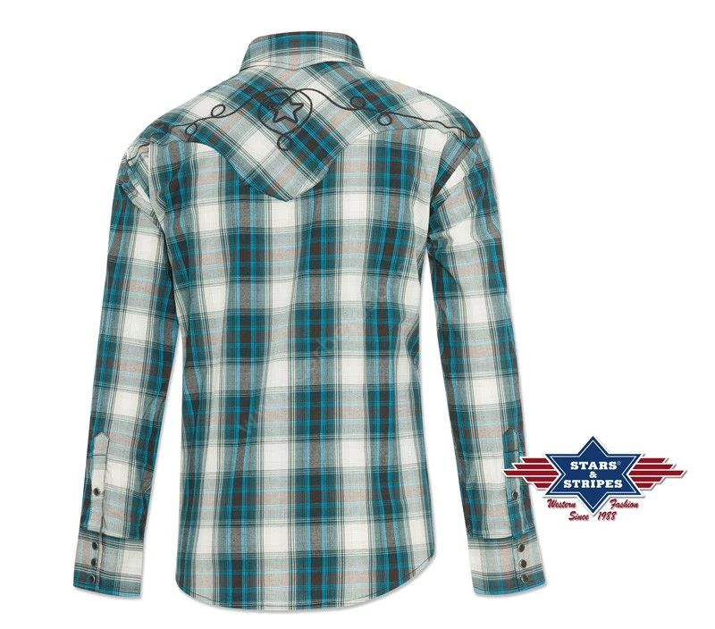 Camisa Cowboy Rayas Turquesa Y Cuadros Arena Para Hombre Manga Larga Y Corta 1 Camisa Cowboy Rayas Turquesa Y Cuadros Arena Para Hombre Manga Larga Y Corta